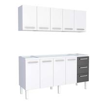 Cozinha de Aço Gabinete Para Pia 180cm com Armário Aéreo Vênus Cozimax Branco/Preto
