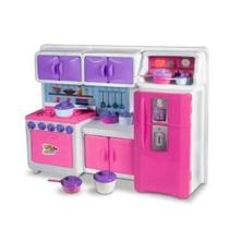 Cozinha De Boneca Com Geladeira e Fogão Lua De Cristal Brinquedo Presente Meninas +3 Anos