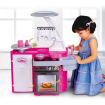 Cozinha de brinquedo classic sai agua c/ acessórios-cotiplás presente para menina pia fogão geladeira