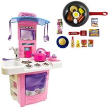 Cozinha De Brinquedo Infantil Completa Sai Água De Verdade + Frigideira Comidinha 18 Peças Big Star