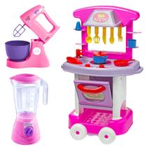 Cozinha De Brinquedo Infantil Grande Completa Acessórios Liquidificador Batedeira Brinquedos Cotiplás