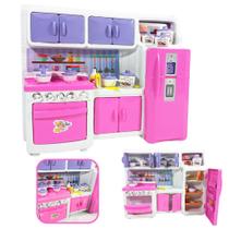 Cozinha De Brinquedo Infantil Kit Completa Utensílios Rosa - Lua de Cristal