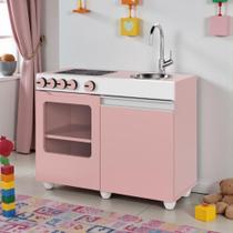Cozinha de Brinquedo Infantil Mini Luli com Pia em Inox Rosa Branco Ofertamo Móveis Cozinha de Brinquedo Infantil Mini Luli com Pia em Inox Rosa Branco Ofertamo Móveis