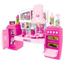 Cozinha De Brinquedo limpeza Cozinhar Cuidar Casa Rose Comidinhas Divertidas Infantil - MILA TOYS