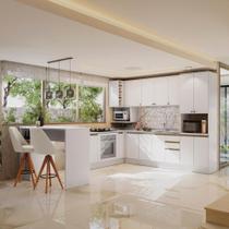 Cozinha de Canto Modulada Celeste Kappesberg 100% MDF Branco Cozinha de Canto Modulada Celeste Kappesberg 100% MDF Branco