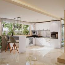 Cozinha De Canto Modulada Celeste Kappesberg 100% Mdf Branco Cozinha De Canto Modulada Celeste Kappesberg 100% Mdf Branco