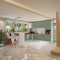 Cozinha De Canto Modulada Celeste Kappesberg Branco/verde Cozinha De Canto Modulada Celeste Kappesberg Branco/verde