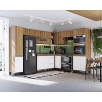Cozinha de canto Modulada Completa 8 Peças Mel Branco Paloma Megasul Cozinha de canto Modulada Completa 8 Peças Mel Branco Paloma Megasul
