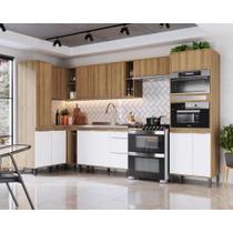 Cozinha de canto Modulada Completa 9 Peças Mel Branco Paloma Megasul
