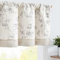 Cozinha de linho Valance jinchan, tratamento de janela floral cinza de 40 cm Cozinha de linho Valance jinchan, tratamento de janela floral cinza de 40 cm