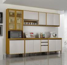 Cozinha Eduarda 5 Peças Portas Reflecta Com Led - Chf Móveis cor:Cinammo/Off Cozinha Eduarda 5 Peças Portas Reflecta Com Led - Chf Móveis cor:Cinammo/Off