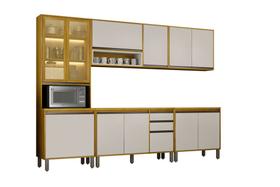 Cozinha Eduarda Plus 5 Peças Cristaleira 260 cm com Vidro Reflecta Aéreo 2pts Cozinha Eduarda Plus 5 Peças Cristaleira 260 cm com Vidro Reflecta Aéreo 2pts