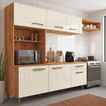 Cozinha Emilly 6 Portas 4 Gavetas c/Nichos Yescasa Bege/Cinamomo/Off White Cozinha Emilly 6 Portas 4 Gavetas c/Nichos Yescasa Bege/Cinamomo/Off White