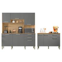 Cozinha Ferrara com Balcão de Cozinha Versalhes Freijó Gris Kits Paraná Cozinha Ferrara com Balcão de Cozinha Versalhes Freijó Gris Kits Paraná