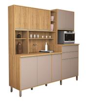 Cozinha Gabi 10 Portas Gavetas MDF Resistente Ripado Moderno
