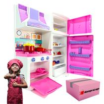 Cozinha Geladeira Inf Big Completa Kit Brinquedo Rosa Menina