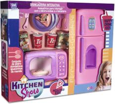 Cozinha Gourmet Chef Kids Geladeira + Micro Ondas Brinquedo Cor Rosa Com Roxo