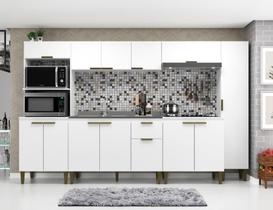 Cozinha Iara 6 Pecas com Corrediças Metálicas Aéreo Torre Quente e Paneleiro Branco