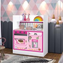 Cozinha Infantil 2 Portas 1 Gaveta Magia Branco/Rosa