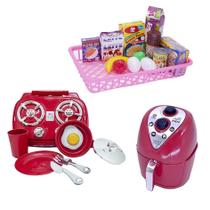 Cozinha Infantil Air Fryer Menino Vermelho Mercado Fogão 21P Cozinha Infantil Air Fryer Menino Vermelho Mercado Fogão 21P