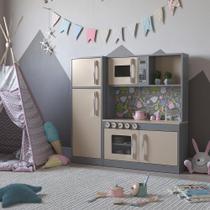 Cozinha Infantil Baby Diana Cinza Completa Refrigerador Desmontada Mdf - Movelove