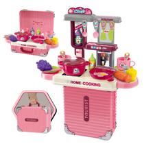 Cozinha Infantil Bancada 3 em 1 Maleta C/31 Peças Maxi Toys