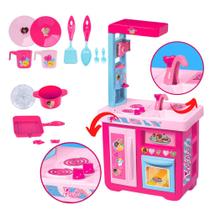 Cozinha Infantil Barbie C/ Panelinhas + Talheres + 12 Itens - Cotiplás