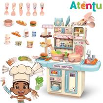 Cozinha Infantil Brinquedo 33 Acessórios com Luz Torneirinha sai Água