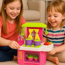 Cozinha Infantil Brinquedo Completa Fogão Forno Pia Acessórios Casinha Dia das Crianças Educativo Ro