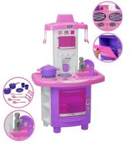 Cozinha infantil brinquedo faz de conta sai agua rosa 12 acessorios menina