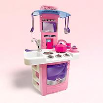 Cozinha Infantil C/ Pia e Torneira que Sai Água 68cm 16 Assessórios