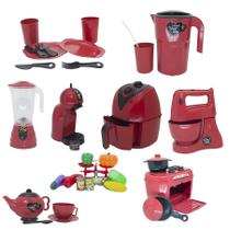 Cozinha Infantil Chef Vermelho Air Fryer Batedeira Jarra 23p