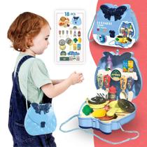 Cozinha Infantil com Comidinha Kit Fogão de Brinquedo Maleta
