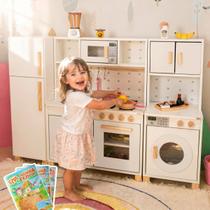 Cozinha Infantil com Geladeira e Máquina de Lavar Kit Livro Educativo - Eita Casa Perfeita