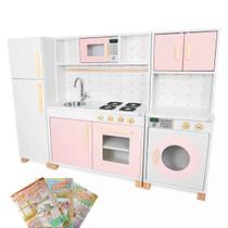 Cozinha Infantil com Geladeira e Máquina de Lavar Kit Livro Educativo