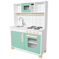 Cozinha Infantil com Pia Fogão e Microondas Verde Claro