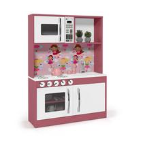 Cozinha Infantil com Refrigerador Diana em MDF - Branco/Rosa
