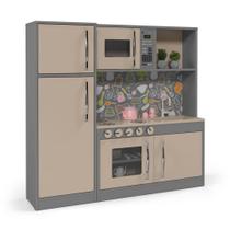 Cozinha Infantil com Refrigerador Diana MDF Cinza Ofertamo Cozinha Infantil com Refrigerador Diana MDF Cinza Ofertamo