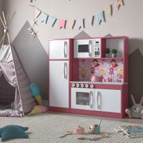 Cozinha Infantil com refrigerador MDF Diana Rosa/Branco - Ofertamo Cozinha Infantil com refrigerador MDF Diana Rosa/Branco - Ofertamo