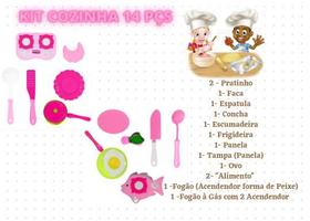 Cozinha Infantil Completa 14 pçs Panelinhas Fogão