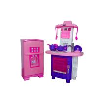 Cozinha Infantil Completa com Geladeira Brinquedo - Faz de conta casinha de boneca criança rosa