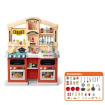 Cozinha Infantil Completa Com Som Luz Água Vapor E Bolhas Magicas 83cm