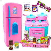 Cozinha Infantil Completa fogão Geladeira Comidas - UNOTOYS