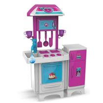 Cozinha Infantil Completa fogão + geladeira Pink torneira com Água - Magic Toys