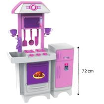 Cozinha Infantil Completa Pink com Fogão, Geladeira e Pia SEM Água 8070