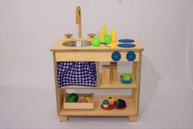 Cozinha infantil de madeira Azul Ateliê de madeira