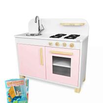 Cozinha Infantil de Madeira Compacta Rosa Bebê Kit Livro Educativo Cozinha Infantil de Madeira Compacta Rosa Bebê Kit Livro Educativo