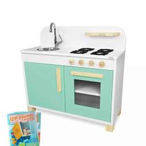 Cozinha Infantil de Madeira Compacta Verde Kit Livro Educativo Cozinha Infantil de Madeira Compacta Verde Kit Livro Educativo