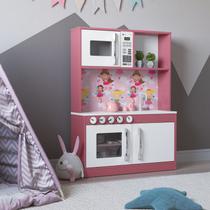 Cozinha Infantil Diana MDF Ofertamo Branco com Rosa Cozinha Infantil Diana MDF Ofertamo Branco com Rosa