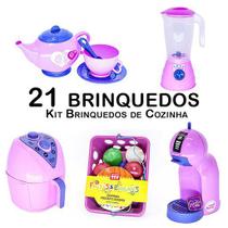 Cozinha Infantil Eletro Air Fryer Bule Xícara Mercado 21pç